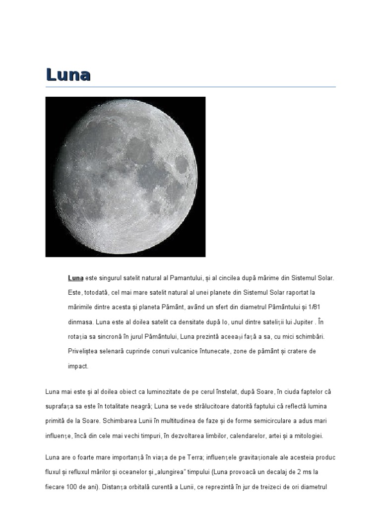 Informatii Despre Luna | PDF