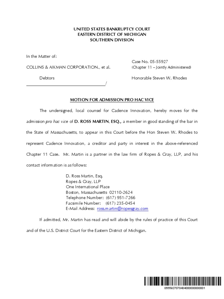 United States Bankruptcy Court Eastern District of Michigan Southern