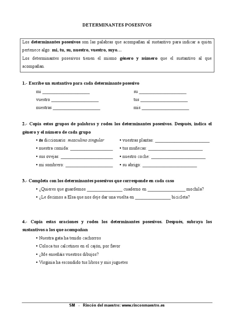 Determinantes Posesivos,PDF
