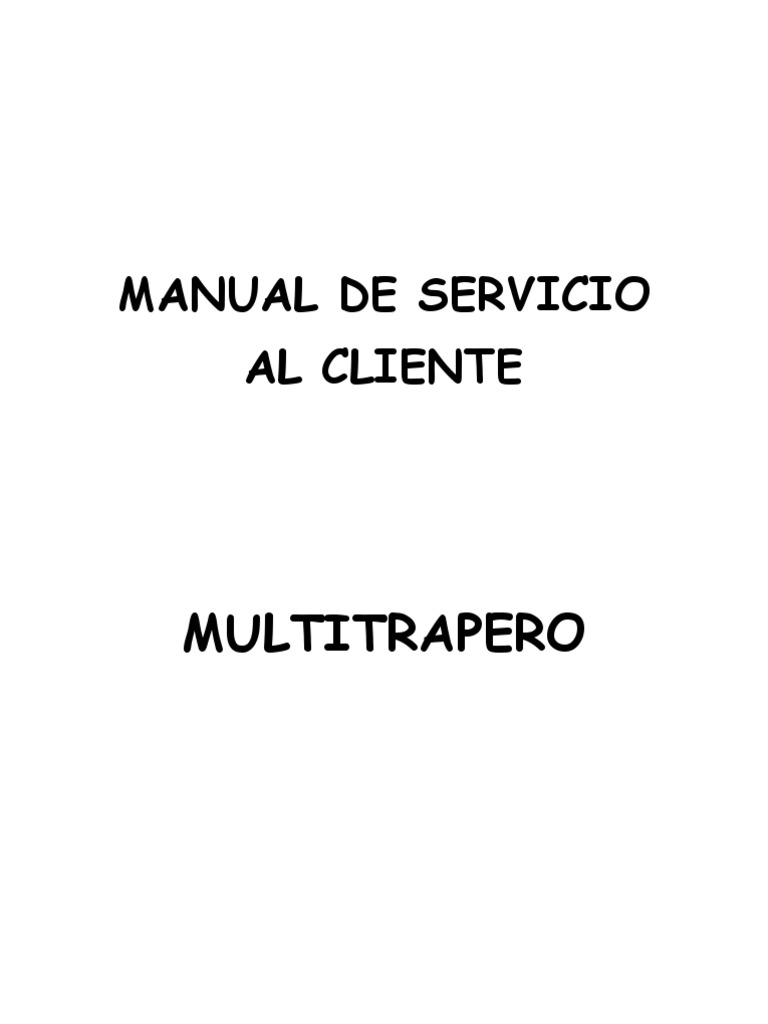 Manual de Servicio Al Cliente | PDF | Servicio al Cliente | Calidad ...