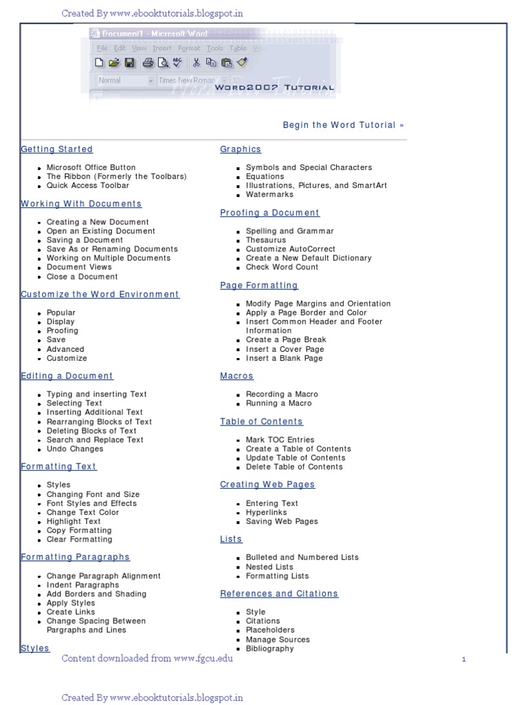 Word 2007 Tutorial | PDF | Hyperlink | Microsoft Word