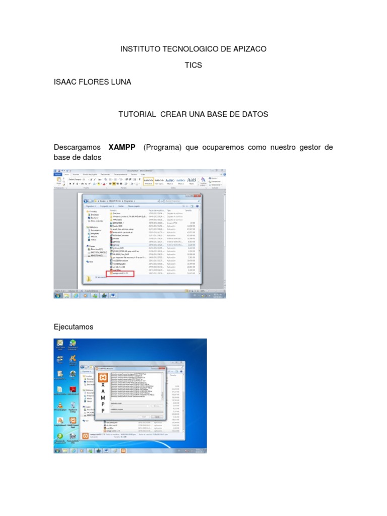Crear Base de Datos en XAMPP: Tutorial | PDF | Php | Archivo de computadora