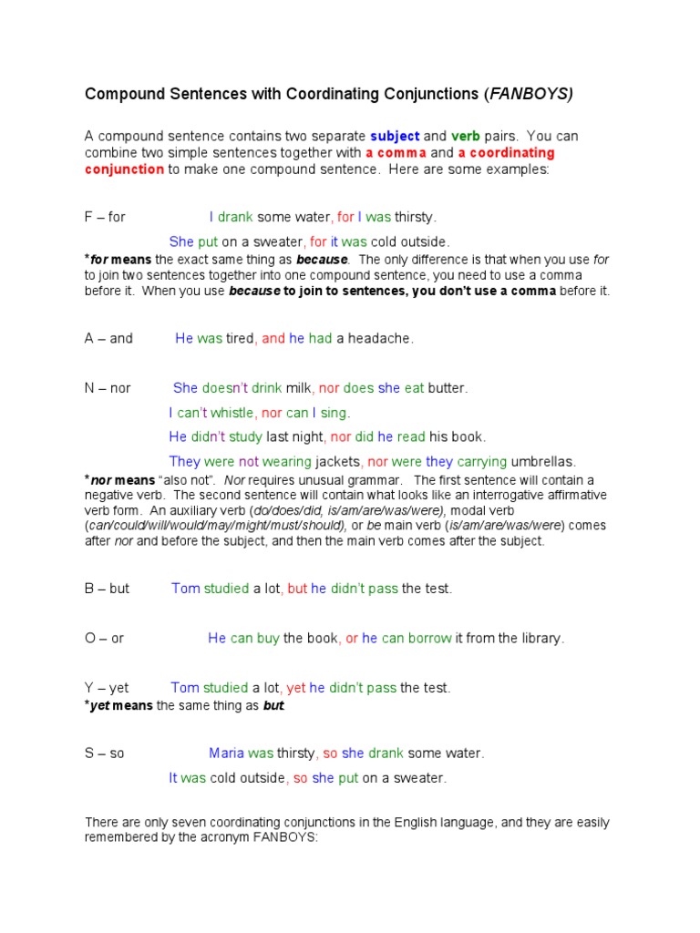 Compound Sentences with Coordinating Conjunctions.pdf | The Wonderful
