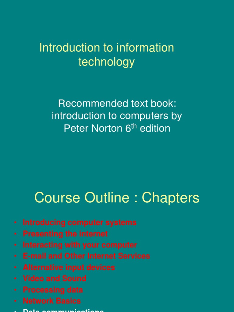 Introduction To Information Technology: Recommended Text Book ...