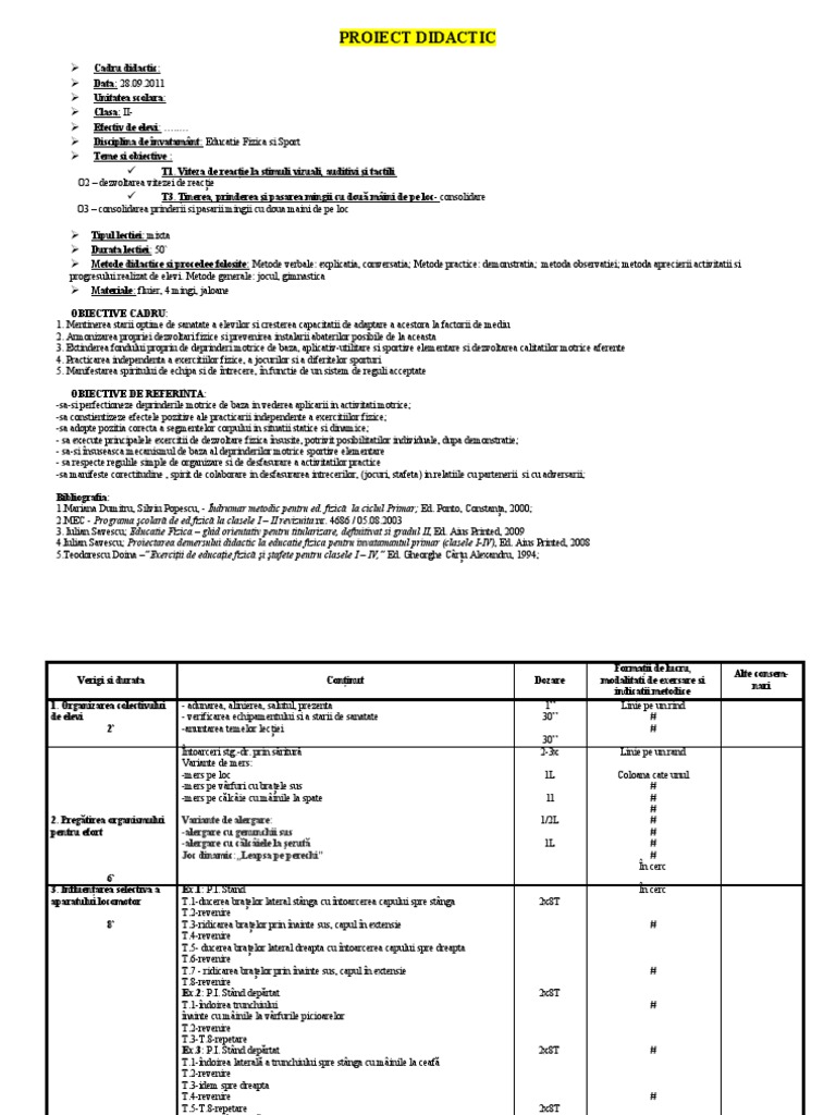 Plan Lectie Clasa II | PDF