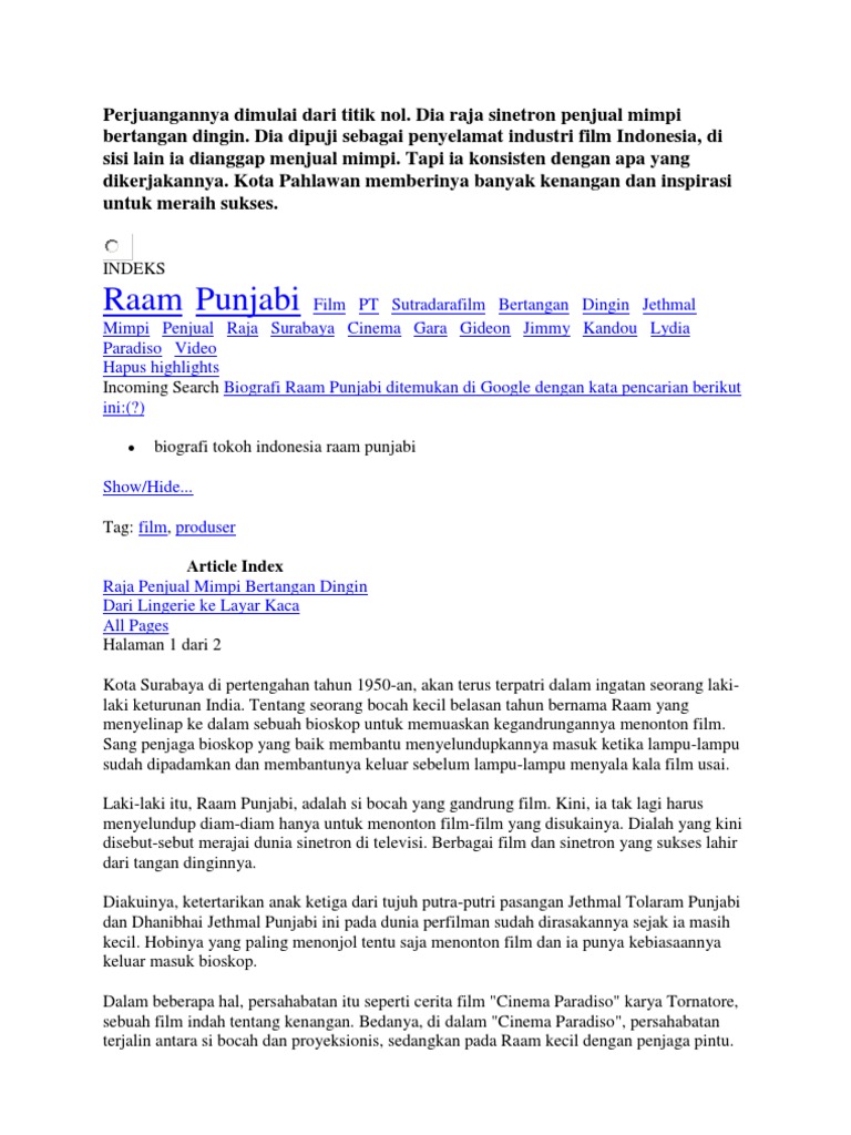 Biografi Raam Punjabi