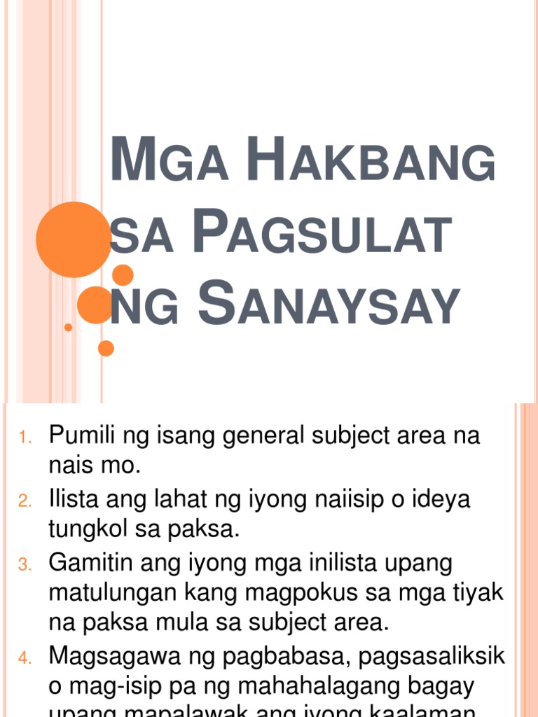 Mga Hakbang sa Pagsulat ng Sanaysay