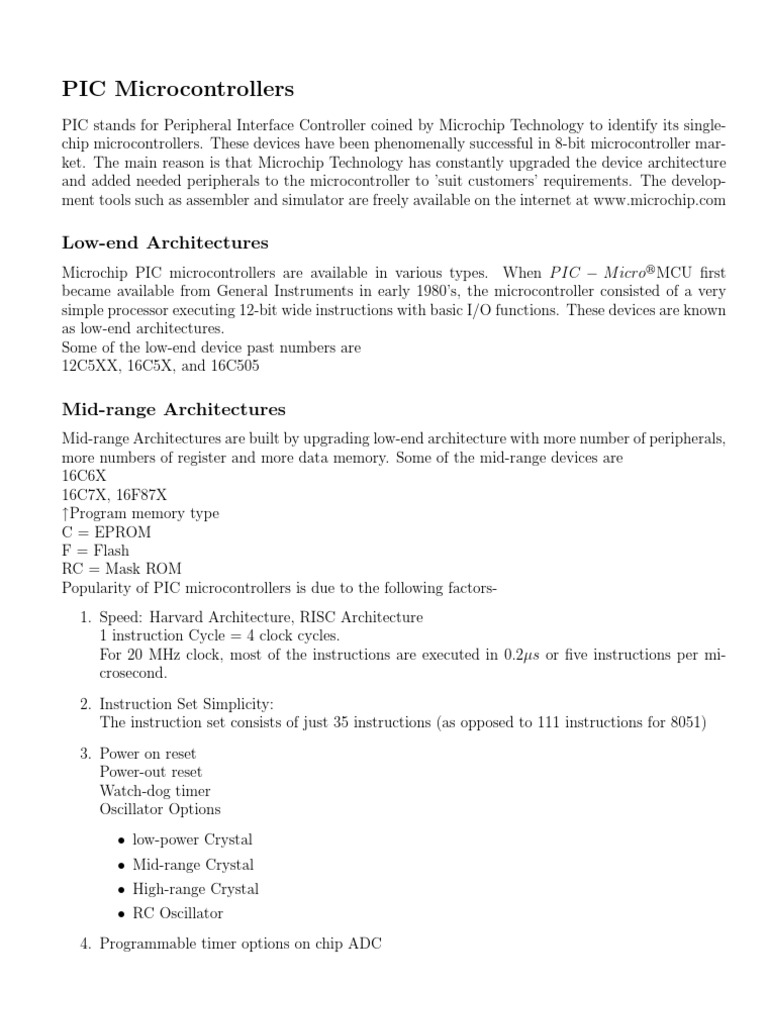 PIC Microcontrollers Guide | PDF | Computers