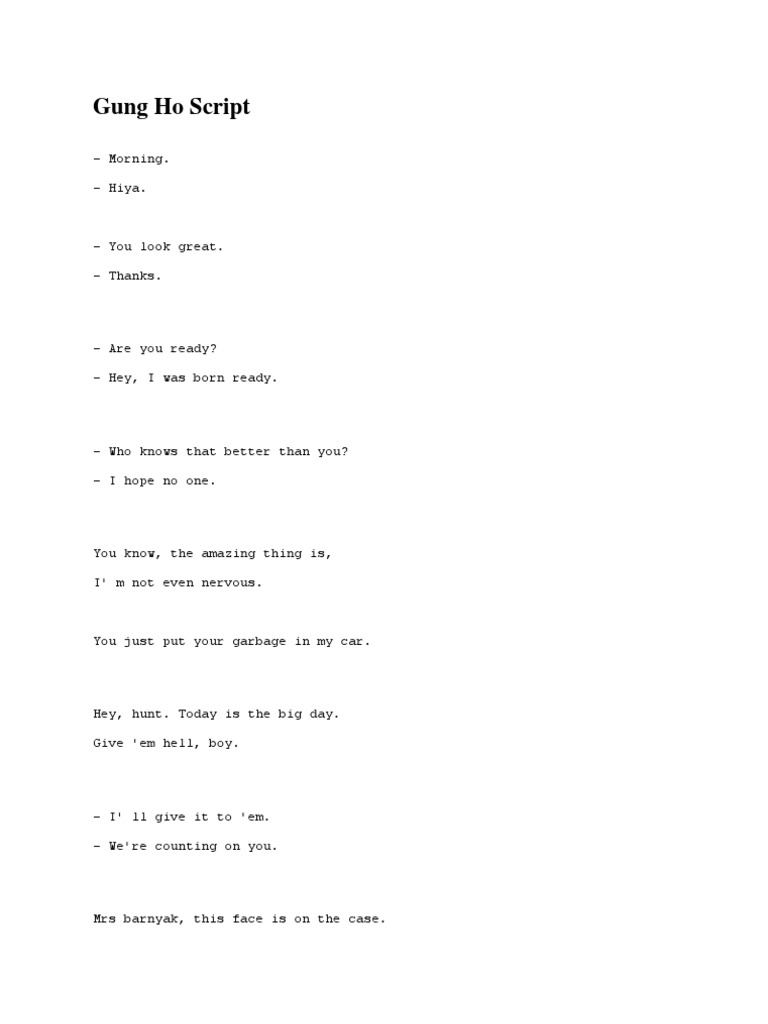 Gung Ho Movie Script Excerpt | PDF