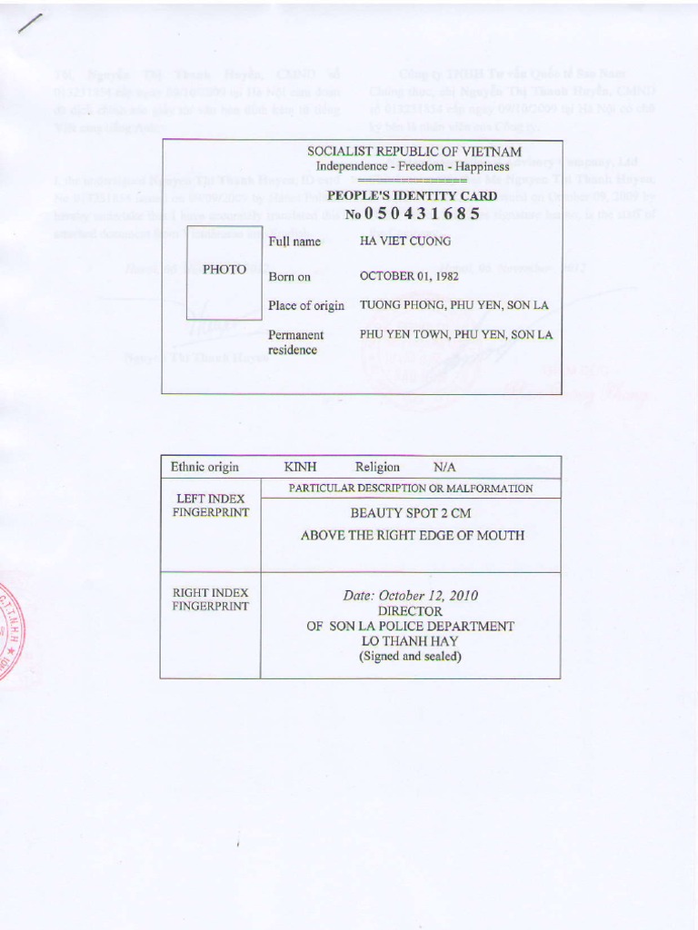 Vietnamese Driving License Details | PDF | Military Of Vietnam ...