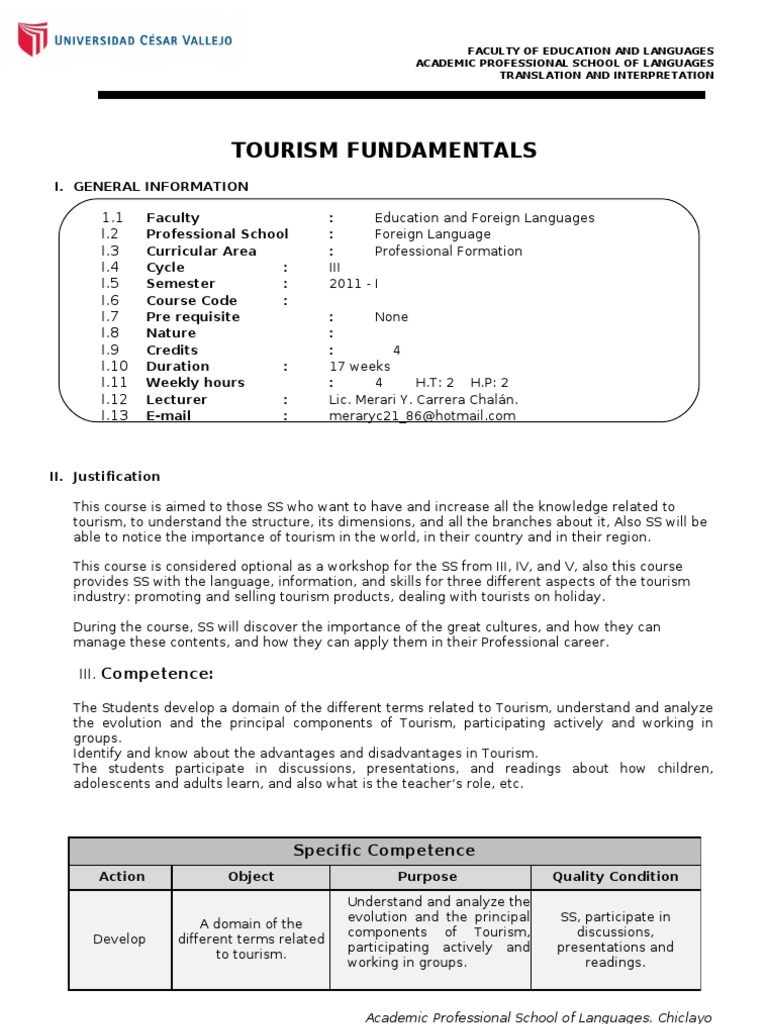 tourism geography syllabus