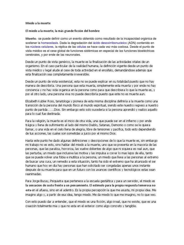Miedo a la muerte: una ficción humana | PDF | Muerte | Temor