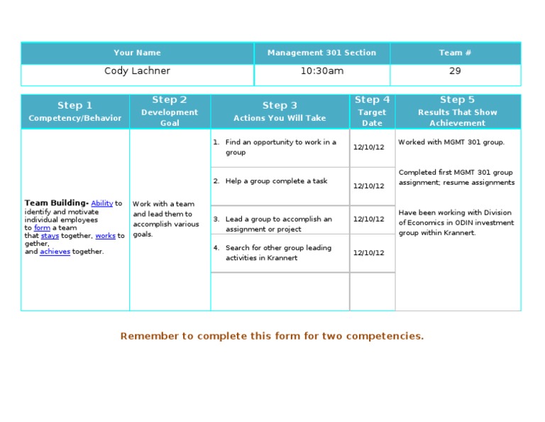 Team Building Development Plan | PDF | Career & Growth