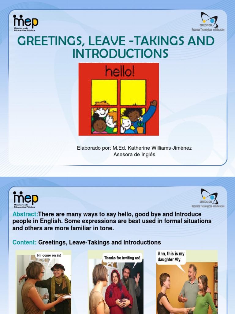 Greetings Leave Takings And Introductions Human Communication Learning