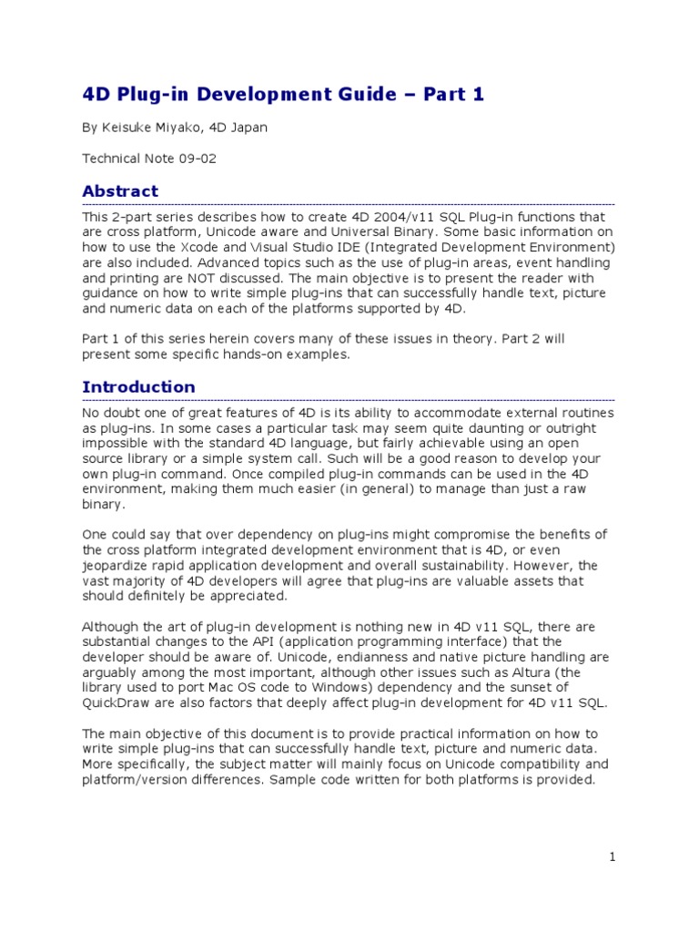 4DPluginDevGuide1 PDF | PDF | Character Encoding | C (Programming Language)