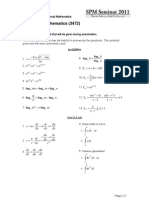 SPM AddMath Formula List Given
