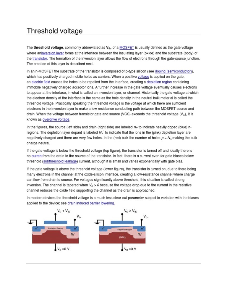 Threshold Voltage Mosfet Inversion Layer Transistor PDF