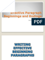 Effective Paragraph Beginnings and Endings