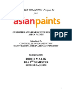 Customer Awareness With Respect To Asian Paints