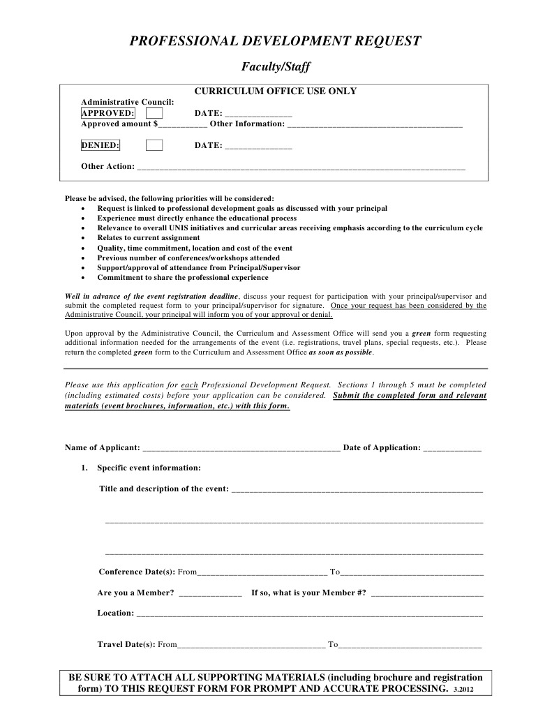 Pro Dev Request Form 2012 | PDF | Per Diem | Curriculum