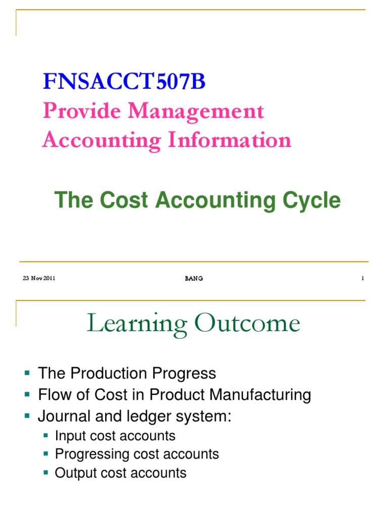Cost Accounting Cycle Overview | PDF | Cost Of Goods Sold | Inventory