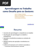Aprendizagem No Trabalho Como Desafio Para Os Gestores