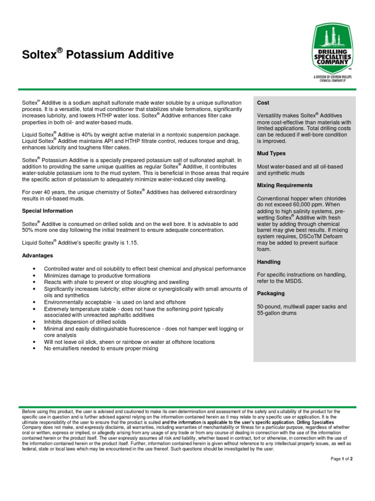 Soltex Potassium Additive | PDF | Potassium | Diet & Nutrition