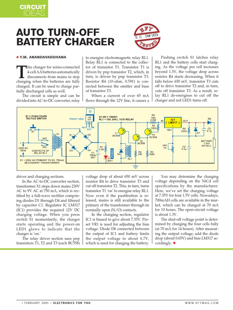 Auto Turn Off Battery Charger PDF Battery Charger Rectifier