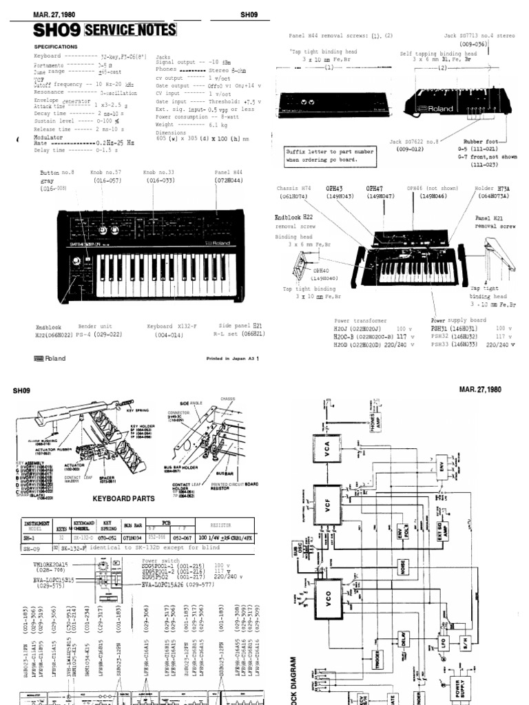 Roland SH09 Service Manual.pdf | Synthesizer | Electromagnetism