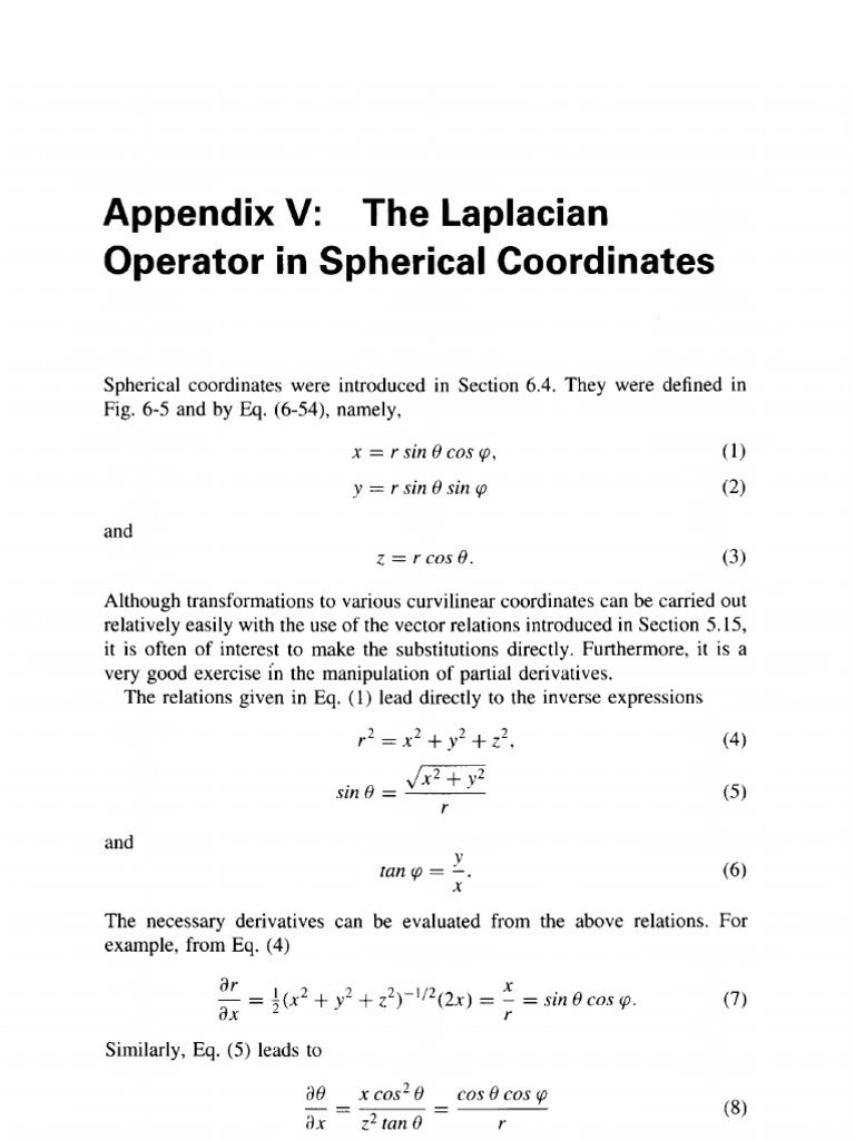 The laplacian operator in spherical polar coordinates pdf algebra