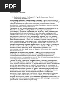 Junior Achievement and Practicum Reflections