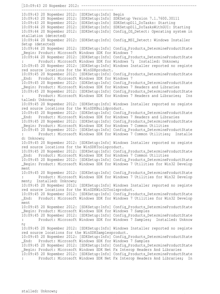 Windows SDK 7.1 Installation Log | PDF | Microsoft Windows | Software ...