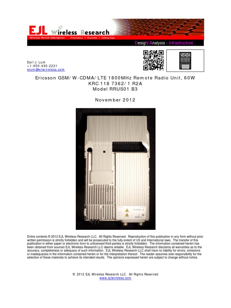 Ericsson Rrus01 b3 1800mhz Tda 2012 Toc | PDF