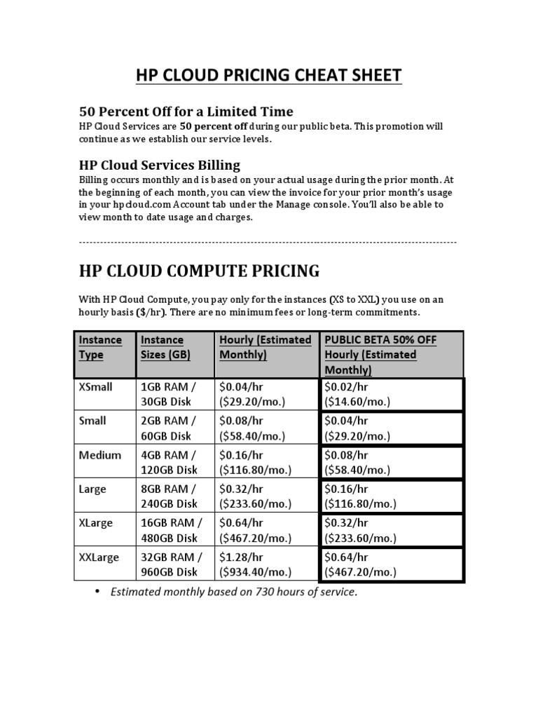 HP Cloud Services Pricing Overview | PDF | Cloud Computing | Random ...