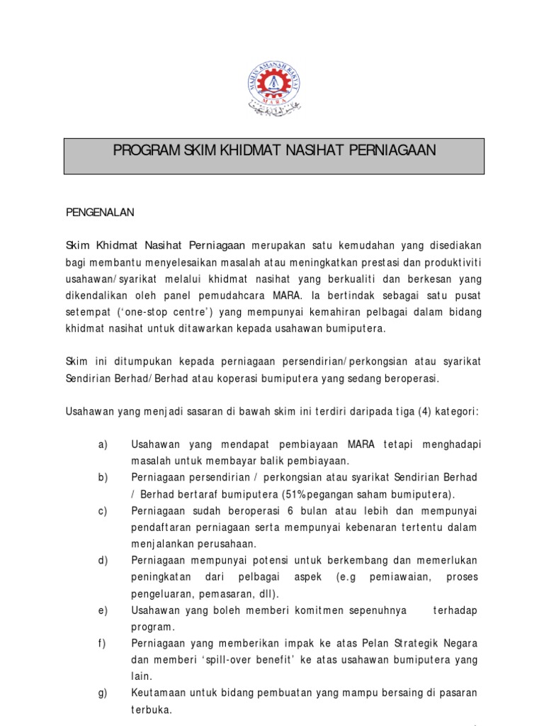 Program Skim Khidmat Nasihat Perniagaan Pdf