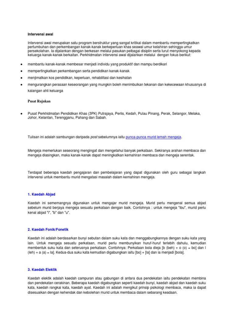 Intervensi Awal Pdf