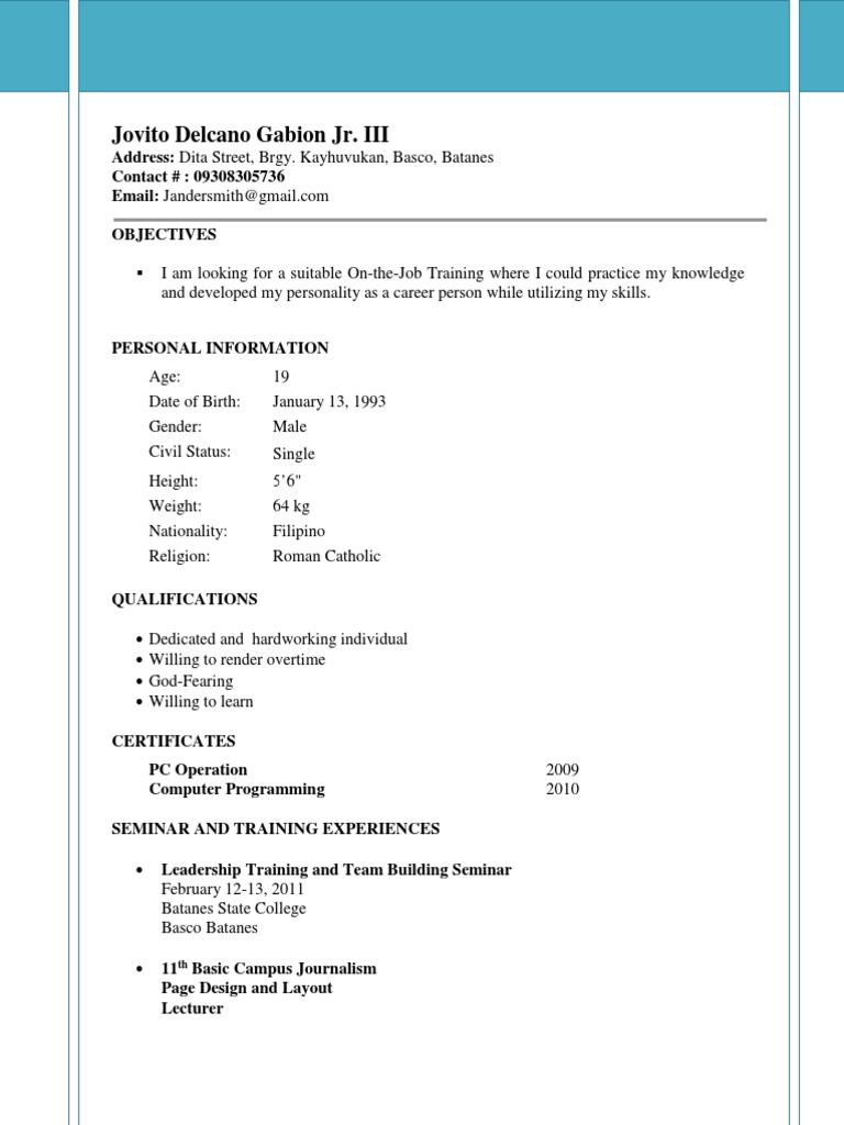 Sample Resume For Ojt Student Information Technology Microsoft Office Microsoft
