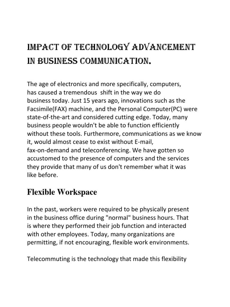 impact of technology on business essay