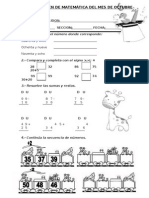 Examen de Matemática Del Mes de Octubre 1 Grado