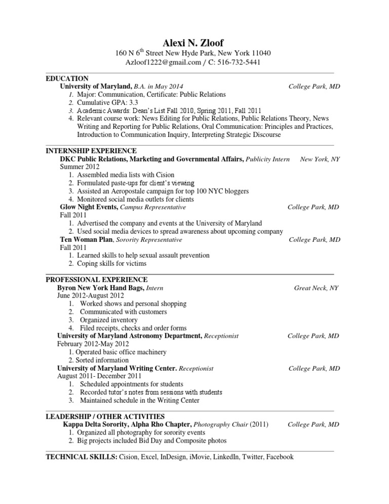 Alexi Zloof Resume | PDF