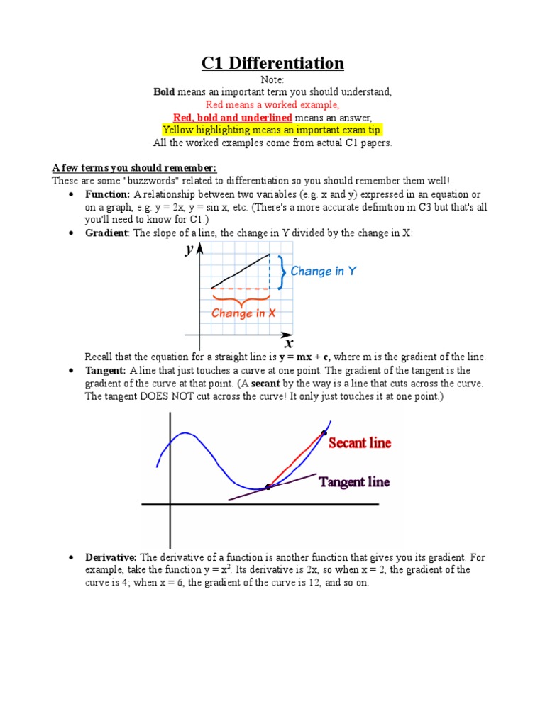 C1 Differentiation Overview | PDF