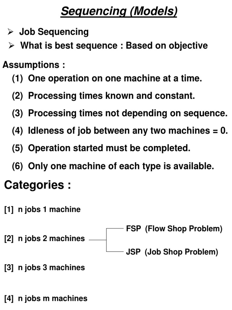 Sequencing (Models) Job Sequencing What Is Best Sequence Based On Objective PDF Applied