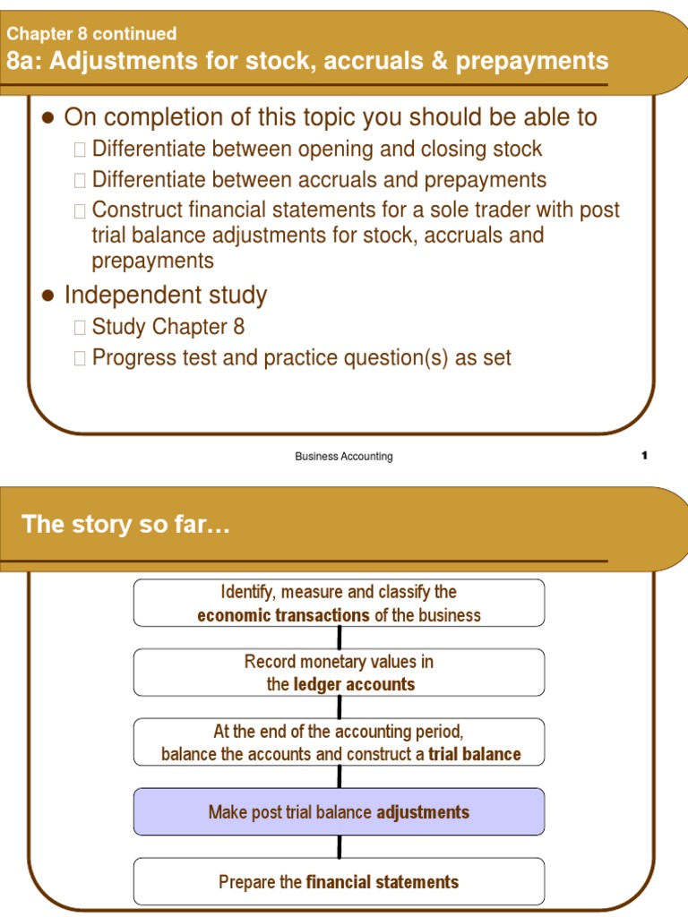 Accounting Adjustments: Stock & Accruals | PDF | Accrual | Deferral