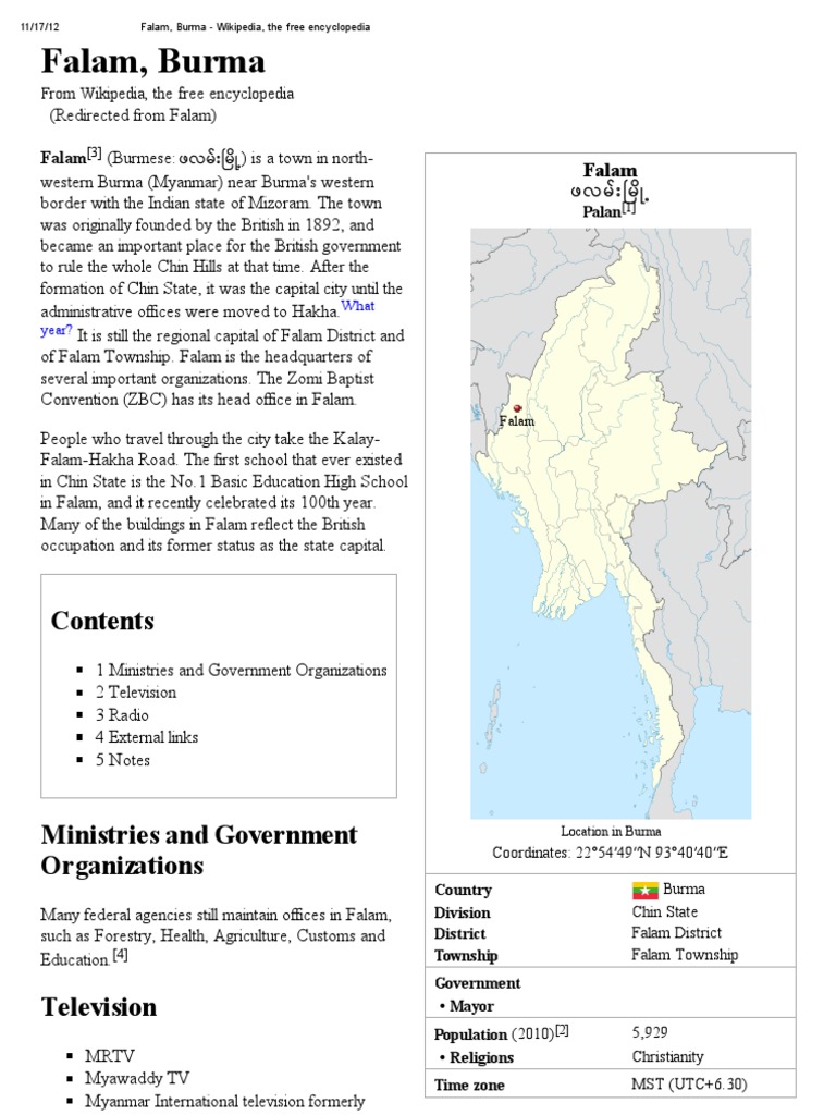 Falam, Burma Wikipedia, The Free Encyclopedia Business