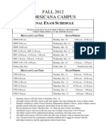 Fall 2012 Final Exam Schedule