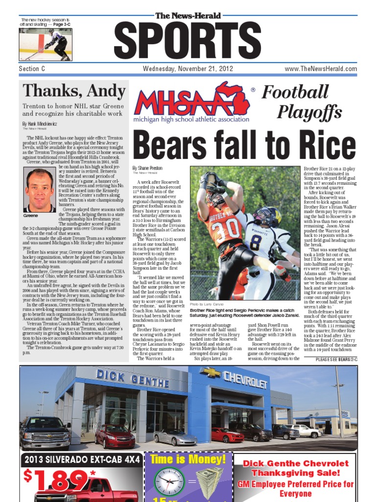 NewsHerald Sports Front Page Nov. 21 PDF Chevrolet Industries