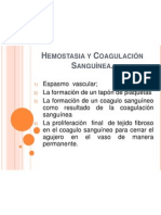 Hemostasia y coagulación sanguínea