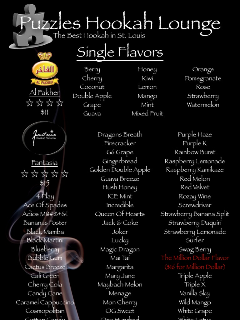 Puzzles hookah Lounge Finalized Menu Lemonade Drink