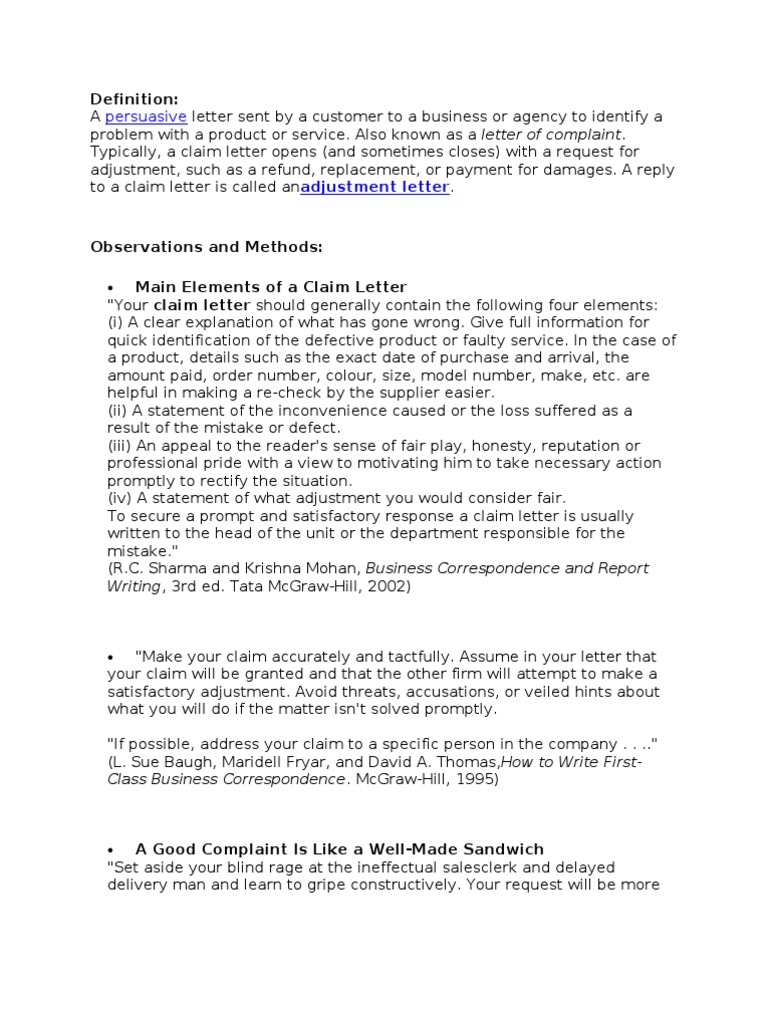 Claim Letter | PDF | Government