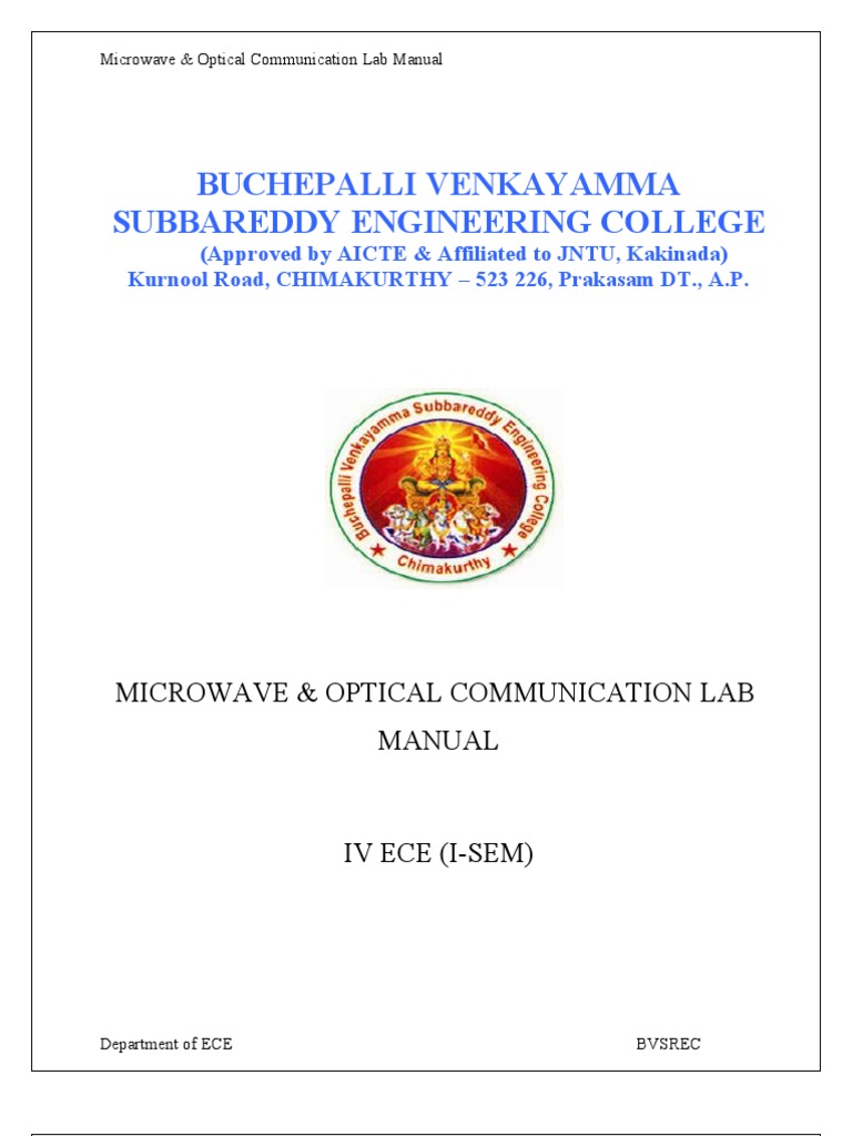 Buchepalli Venkayamma Subbareddy Engineering College Microwave & Optical Communication Lab